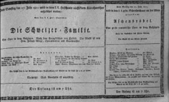 Theaterzettel (Oper und Burgtheater in Wien) 18110727 Seite: 1
