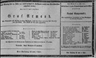 Theaterzettel (Oper und Burgtheater in Wien) 18110729 Seite: 1