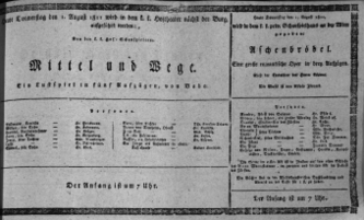 Theaterzettel (Oper und Burgtheater in Wien) 18110801 Seite: 1