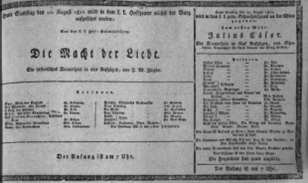 Theaterzettel (Oper und Burgtheater in Wien) 18110810 Seite: 1