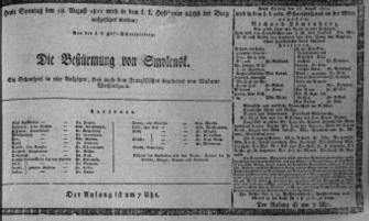 Theaterzettel (Oper und Burgtheater in Wien) 18110818 Seite: 1