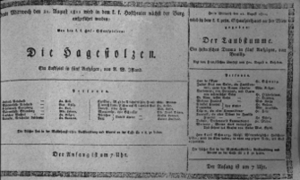 Theaterzettel (Oper und Burgtheater in Wien) 18110821 Seite: 1