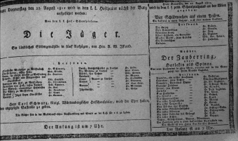 Theaterzettel (Oper und Burgtheater in Wien) 18110822 Seite: 1