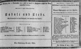 Theaterzettel (Oper und Burgtheater in Wien) 18110902 Seite: 1