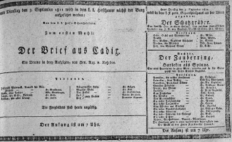 Theaterzettel (Oper und Burgtheater in Wien) 18110903 Seite: 1