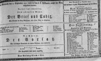 Theaterzettel (Oper und Burgtheater in Wien) 18110904 Seite: 1