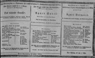 Theaterzettel (Oper und Burgtheater in Wien) 18110922 Seite: 1