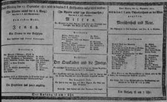 Theaterzettel (Oper und Burgtheater in Wien) 18110923 Seite: 1