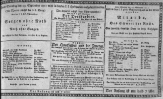 Theaterzettel (Oper und Burgtheater in Wien) 18110929 Seite: 1