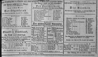 Theaterzettel (Oper und Burgtheater in Wien) 18111012 Seite: 1