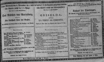 Theaterzettel (Oper und Burgtheater in Wien) 18111106 Seite: 1