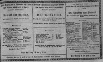 Theaterzettel (Oper und Burgtheater in Wien) 18111108 Seite: 1