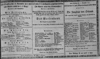 Theaterzettel (Oper und Burgtheater in Wien) 18111116 Seite: 1