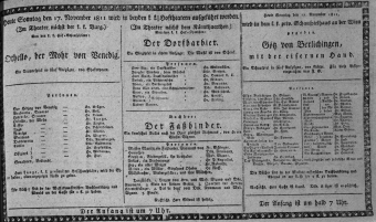 Theaterzettel (Oper und Burgtheater in Wien) 18111117 Seite: 1