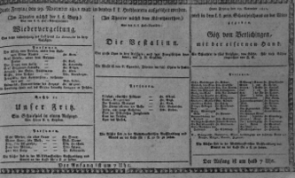 Theaterzettel (Oper und Burgtheater in Wien) 18111129 Seite: 1