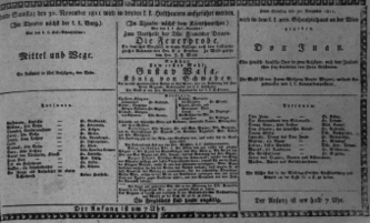 Theaterzettel (Oper und Burgtheater in Wien) 18111130 Seite: 1