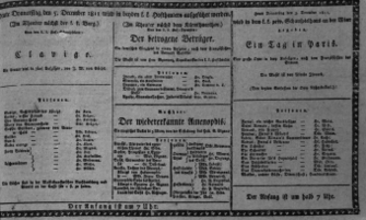 Theaterzettel (Oper und Burgtheater in Wien) 18111205 Seite: 1