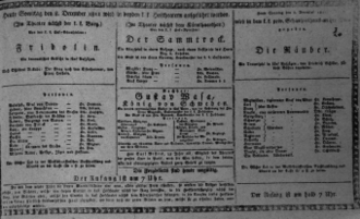 Theaterzettel (Oper und Burgtheater in Wien) 18111208 Seite: 1