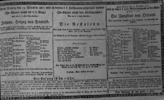 Theaterzettel (Oper und Burgtheater in Wien) 18111213 Seite: 1