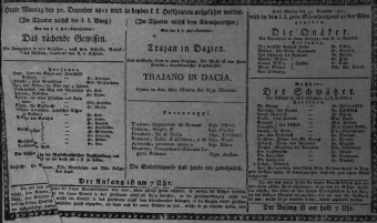 Theaterzettel (Oper und Burgtheater in Wien) 18111230 Seite: 1