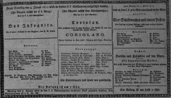Theaterzettel (Oper und Burgtheater in Wien) 18120104 Seite: 1
