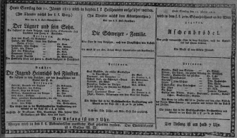 Theaterzettel (Oper und Burgtheater in Wien) 18120111 Seite: 1