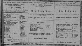 Theaterzettel (Oper und Burgtheater in Wien) 18120113 Seite: 1