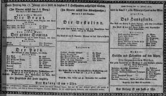 Theaterzettel (Oper und Burgtheater in Wien) 18120117 Seite: 1