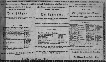 Theaterzettel (Oper und Burgtheater in Wien) 18120123 Seite: 1