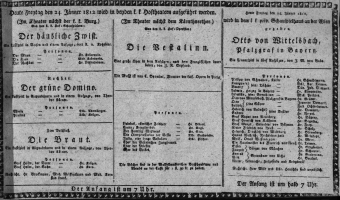 Theaterzettel (Oper und Burgtheater in Wien) 18120124 Seite: 1