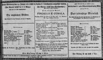 Theaterzettel (Oper und Burgtheater in Wien) 18120129 Seite: 1