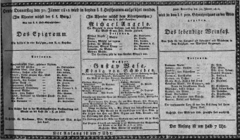 Theaterzettel (Oper und Burgtheater in Wien) 18120130 Seite: 1