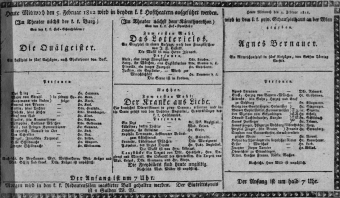 Theaterzettel (Oper und Burgtheater in Wien) 18120205 Seite: 1