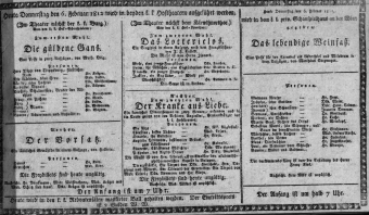 Theaterzettel (Oper und Burgtheater in Wien) 18120206 Seite: 1