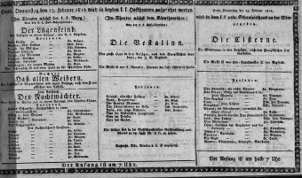 Theaterzettel (Oper und Burgtheater in Wien) 18120213 Seite: 1