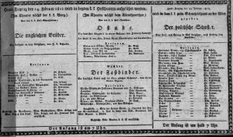 Theaterzettel (Oper und Burgtheater in Wien) 18120214 Seite: 1
