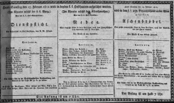 Theaterzettel (Oper und Burgtheater in Wien) 18120215 Seite: 1