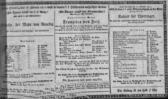 Theaterzettel (Oper und Burgtheater in Wien) 18120216 Seite: 1