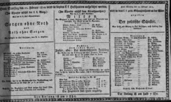 Theaterzettel (Oper und Burgtheater in Wien) 18120222 Seite: 1