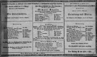 Theaterzettel (Oper und Burgtheater in Wien) 18120225 Seite: 1