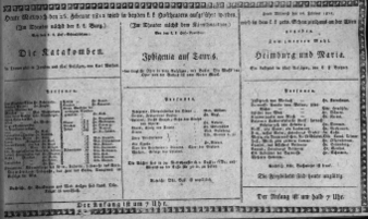 Theaterzettel (Oper und Burgtheater in Wien) 18120226 Seite: 1