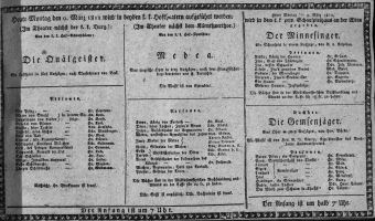 Theaterzettel (Oper und Burgtheater in Wien) 18120309 Seite: 1
