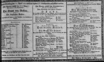 Theaterzettel (Oper und Burgtheater in Wien) 18120411 Seite: 1