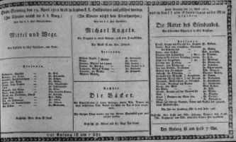 Theaterzettel (Oper und Burgtheater in Wien) 18120419 Seite: 1
