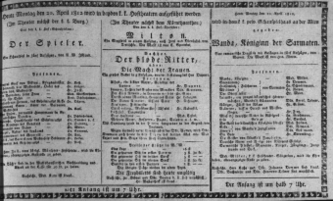 Theaterzettel (Oper und Burgtheater in Wien) 18120420 Seite: 1