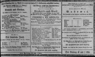 Theaterzettel (Oper und Burgtheater in Wien) 18120425 Seite: 1