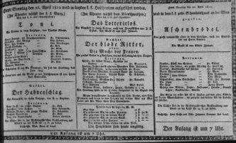 Theaterzettel (Oper und Burgtheater in Wien) 18120426 Seite: 1