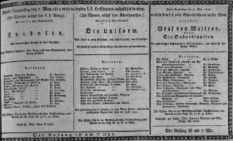Theaterzettel (Oper und Burgtheater in Wien) 18120507 Seite: 1