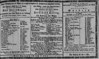 Theaterzettel (Oper und Burgtheater in Wien) 18120526 Seite: 1
