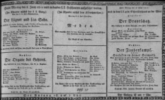 Theaterzettel (Oper und Burgtheater in Wien) 18120608 Seite: 1